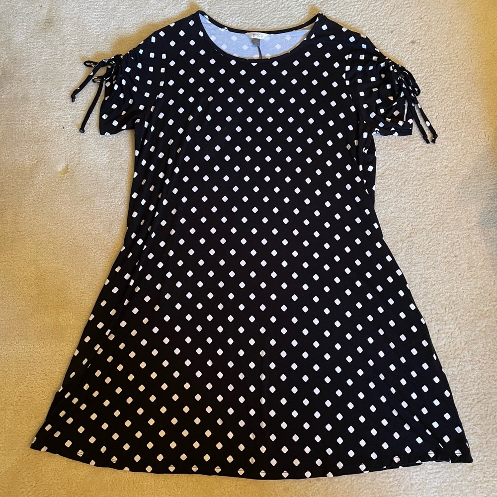 A-line Black with White Polka-Dots Dress 1X